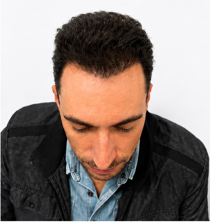 After hair transplantation, frontal view